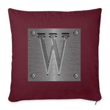 Monogramm W - Sofakissenbezug 45 x 45 cm - Burgunderrot - Vorne