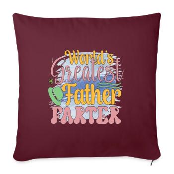 Mon père est mon héros - Housse de coussin décorative 45 x 45 cm - bordeaux - Devant