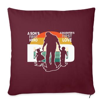 Vater und Sohn - Vater und Tochter schenken Vater - Sofakissenbezug 45 x 45 cm - Burgunderrot - Vorne