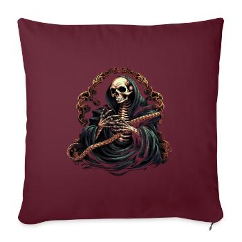 Halloween Skelett Mit Schlange - Sofakissenbezug 45 x 45 cm - Burgunderrot - Vorne