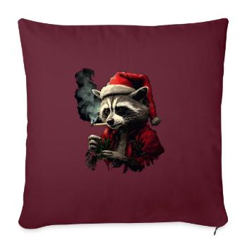 Stoner Santa Claus Waschbär - Sofakissenbezug 45 x 45 cm - Burgunderrot - Vorne