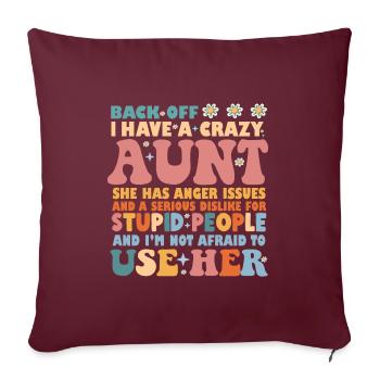 Reculez J’ai une tante folle - Housse de coussin décorative 45 x 45 cm - bordeaux - Devant