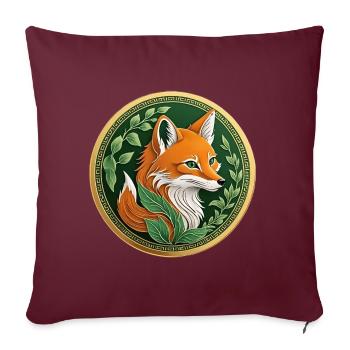 Ausgefallene Münze ein grüner Fuchs mit Orange - Sofakissenbezug 45 x 45 cm - Burgunderrot - Vorne