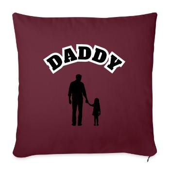 Papa Fille Enfant Noir - Housse de coussin décorative 45 x 45 cm - bordeaux - Devant