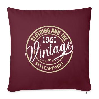 Vintage 1961 Cadeau Anniversaire 1961 Rétro 1961 - Housse de coussin décorative 45 x 45 cm - bordeaux - Devant