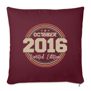 Né en octobre 2016 Retro Anniversaire Octobre 2016 - Housse de coussin décorative 45 x 45 cm - bordeaux - Devant