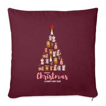 Funny Dogs Lover Christmas Tree - Housse de coussin décorative 45 x 45 cm - bordeaux - Devant