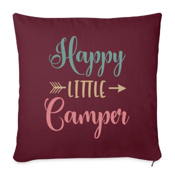 Happy Little Camper Enfants Camping Cadeau Enfant - Housse de coussin décorative 45 x 45 cm - bordeaux - Devant