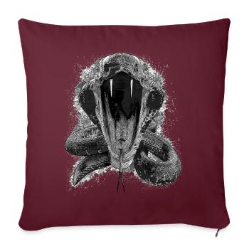 ANGRY Cobra - Impression Noir & Blanc - Housse de coussin décorative 45 x 45 cm - bordeaux - Devant