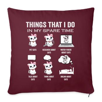 Chemise drôle d’amoureux des chats pour chat maman et papa chats - Housse de coussin décorative 45 x 45 cm - bordeaux - Devant