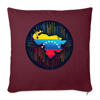 Carte du Venezuela au néon - Housse de coussin décorative 45 x 45 cm - bordeaux - Devant