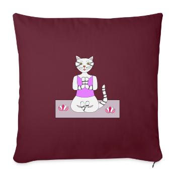 Yogakatze Yoga Katze Wellness Entspannung - Sofakissenbezug 45 x 45 cm - Burgunderrot - Vorne