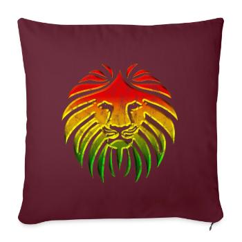 LIKE A LION, Reggae Music Löwe, Rasta Revolution, - Housse de coussin décorative 45 x 45 cm - bordeaux - Devant