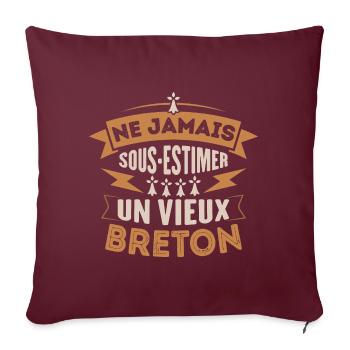 Ne jamais sous estimer un vieux Breton - Housse de coussin décorative 45 x 45 cm - bordeaux - Devant