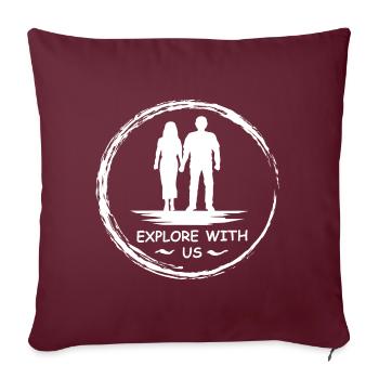 Explorez avec nous - Couple - Housse de coussin décorative 45 x 45 cm - bordeaux - Devant
