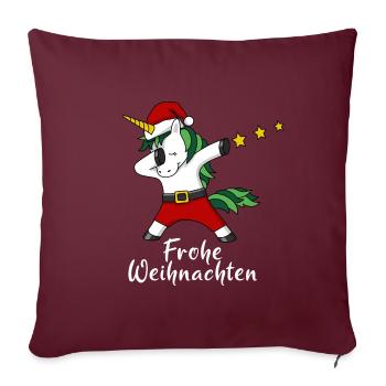 Frohe Weihnachten Einhorn Weihnachtsmann Geschenk - Sofakissenbezug 45 x 45 cm - Burgunderrot - Vorne