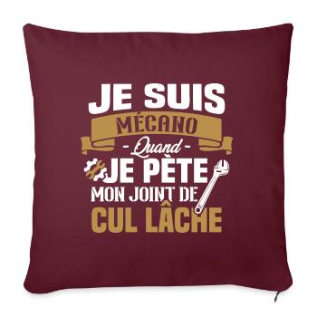 Je suis mécano humour cadeau mécanicien - Housse de coussin décorative 45 x 45 cm - bordeaux - Devant