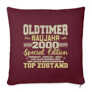 Jahrgang 2000 geboren Retro Geburtstag Vintage - Sofakissenbezug 45 x 45 cm - Burgunderrot - Vorne