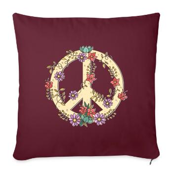 Peace Love 60's 70's Groovy Costume Flowers - Housse de coussin décorative 45 x 45 cm - bordeaux - Devant