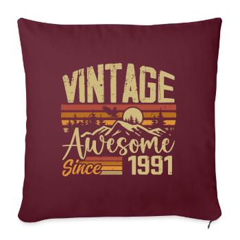 Vintage 1991 Rétro Cadeau D’anniversaire 1991 - Housse de coussin décorative 45 x 45 cm - bordeaux - Devant