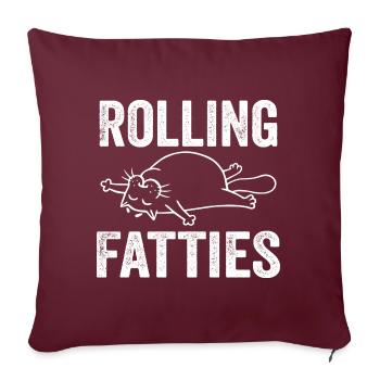 Rolling Fatties Cat Funny Fat Kitten Cat Lover - Housse de coussin décorative 45 x 45 cm - bordeaux - Devant