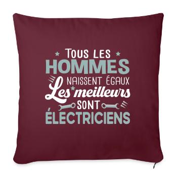 Électricien électricité métier anniversaire humour - Housse de coussin décorative 45 x 45 cm - bordeaux - Devant