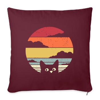 Graphique drôle de chat - Housse de coussin décorative 45 x 45 cm - bordeaux - Devant