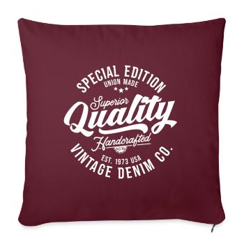 Denim de style vintage artisanal de qualité supérieure - Housse de coussin décorative 45 x 45 cm - bordeaux - Devant