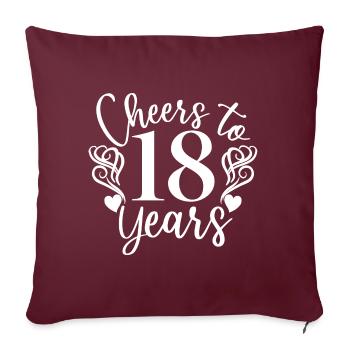 Vive le 18e anniversaire de 18 ans - Housse de coussin décorative 45 x 45 cm - bordeaux - Devant