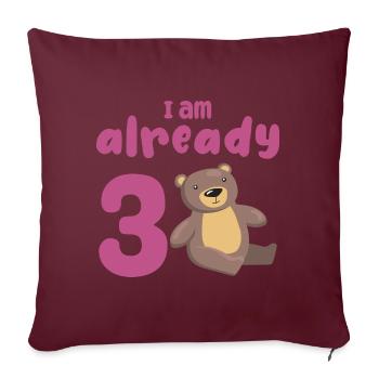J’ai 3 ans, 3ème anniversaire ou cadeau - Housse de coussin décorative 45 x 45 cm - bordeaux - Devant