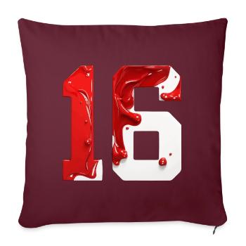 NON. 16 NUMÉRO 16 ROUGE BLANC 16E ANNIVERSAIRE - Housse de coussin décorative 45 x 45 cm - bordeaux - Devant