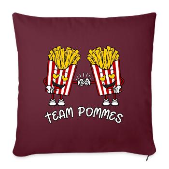Drôle de sacs de frites Frites Frites d’équipe - Housse de coussin décorative 45 x 45 cm - bordeaux - Devant