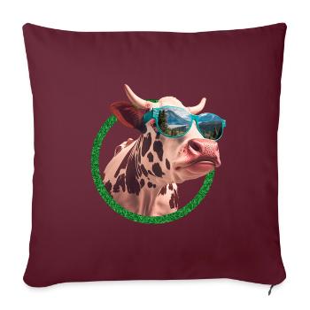 vache fraîche portant des lunettes de soleil - Housse de coussin décorative 45 x 45 cm - bordeaux - Devant