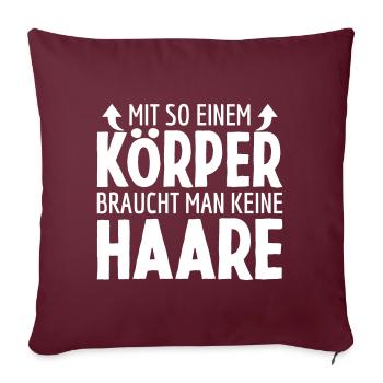 Glatze Ausgefallene Frisur Glatzen Glatzkopf - Sofakissenbezug 45 x 45 cm - Burgunderrot - Vorne