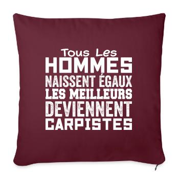 Carpiste Homme Pêcheur Pêche Poisson Cadeau Humour - Housse de coussin décorative 45 x 45 cm - bordeaux - Devant