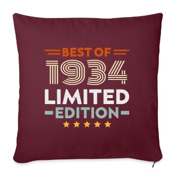 Retro 1934 Vintage 90. Geburtstagsgeschenk 90 Jahre alt - Sofakissenbezug 45 x 45 cm - Burgunderrot - Vorne