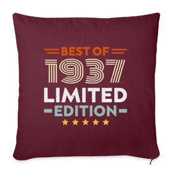 Retro 1937 Vintage 87. Geburtstagsgeschenk 87 Jahre alt - Sofakissenbezug 45 x 45 cm - Burgunderrot - Vorne