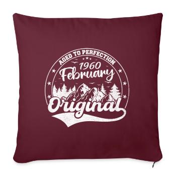 Février 1960 Cadeau d’anniversaire Février 1960 - Housse de coussin décorative 45 x 45 cm - bordeaux - Devant