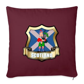Drapeau de l'Écosse avec bouclier d'or et piper - Housse de coussin décorative 45 x 45 cm - bordeaux - Devant