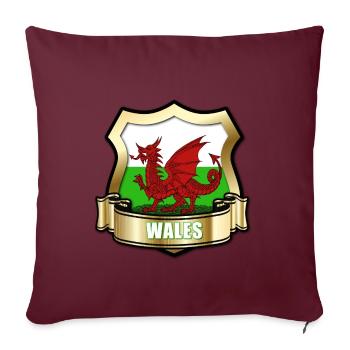 Drapeau gallois du Pays de Galles Gold Shield & Red Dragon - Housse de coussin décorative 45 x 45 cm - bordeaux - Devant