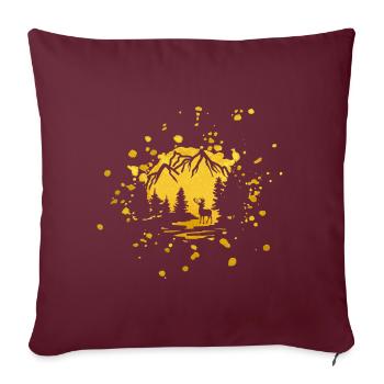 Coucher de soleil doré dans la montagne. - Housse de coussin décorative 45 x 45 cm - bordeaux - Devant