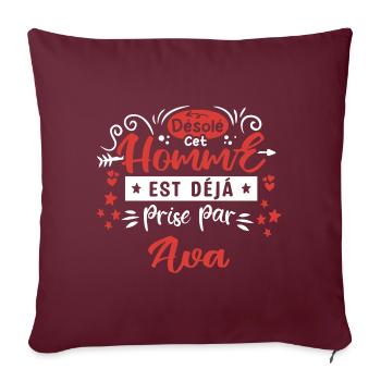 Cadeau Homme déja pris par Ava - Housse de coussin décorative 45 x 45 cm - bordeaux - Devant