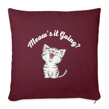 Miaou ça va Drôle en disant chat mignon - Housse de coussin décorative 45 x 45 cm - bordeaux - Devant