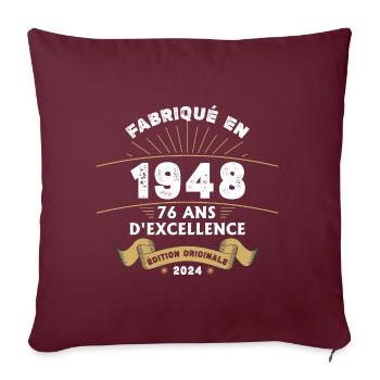 Fabriqué en 1948 76 ans d'excellence originale - Housse de coussin décorative 45 x 45 cm - bordeaux - Devant
