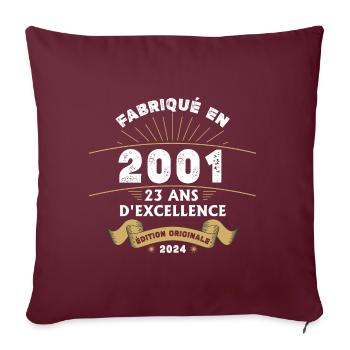 Fabriqué en 2001 23 ans d'excellence originale - Housse de coussin décorative 45 x 45 cm - bordeaux - Devant