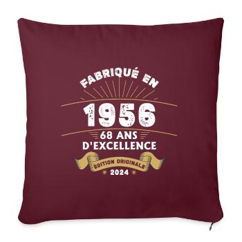 Fabriqué en 1956 68 ans d'excellence originale - Housse de coussin décorative 45 x 45 cm - bordeaux - Devant