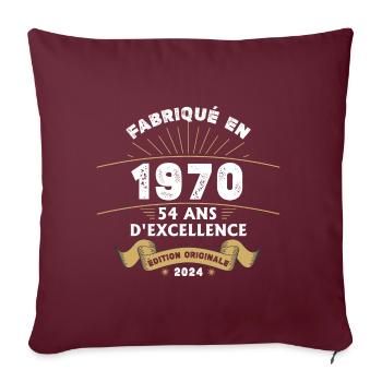 Fabriqué en 1970 54 ans d'excellence originale - Housse de coussin décorative 45 x 45 cm - bordeaux - Devant