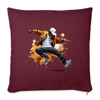 Breakdance: Energie und Akrobatik auf dem Asphalt - Sofakissenbezug 45 x 45 cm - Burgunderrot - Vorne