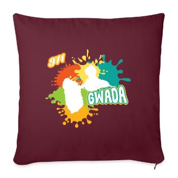 Belle idee cadeau carte de la guadeloupe 971 gwada - Housse de coussin décorative 45 x 45 cm - bordeaux - Devant