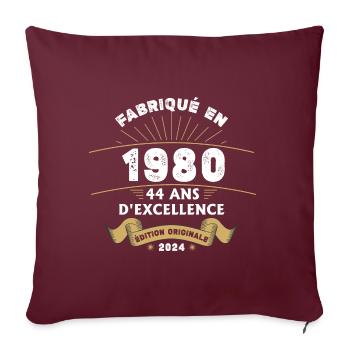 Fabriqué en 1980 44 ans d'excellence originale - Housse de coussin décorative 45 x 45 cm - bordeaux - Devant